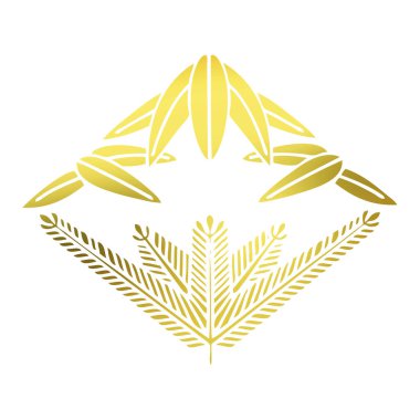 Beyaz arka planda izole edilmiş altın çiçek logosu