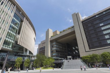 Osaka şehir mimarisinin havadan görünüşü, Japonya