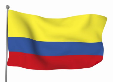 Kolombiya bayrak şablonu. Yatay dalgalanma bayrağı, arkaplanda izole