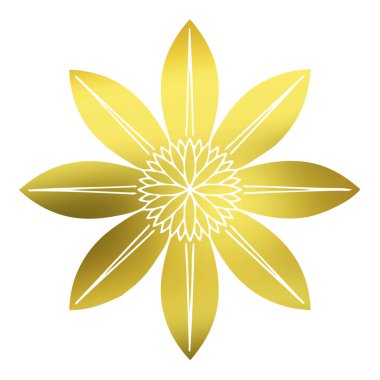 Beyaz arka planda izole edilmiş altın çiçek logosu