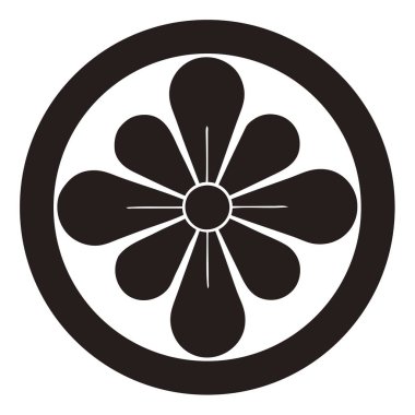 Beyaz arkaplanda siyah çiçek logosu 