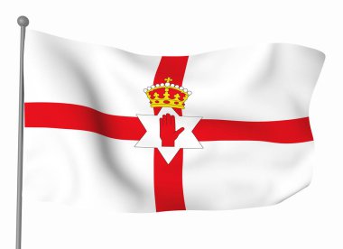 Kuzey İrlanda bayrak şablonu. Yatay dalgalanma bayrağı, arkaplanda izole