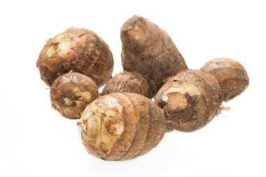 taro vegetables on the white background.