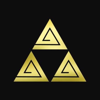 Geleneksel Japon aile arması logosu. Siyah arka planda altın rengi gösteriyor.     