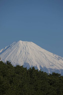 Japonya 'daki ünlü Fuji dağının manzaralı görüntüsü
