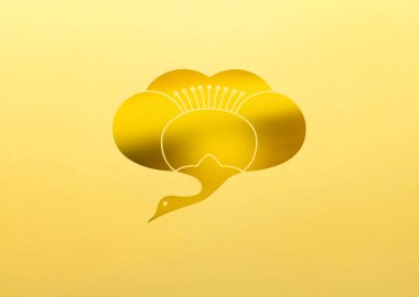 Sarı arka planda altın çiçekli logo