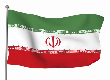 İran bayrak şablonu. Yatay dalgalanma bayrağı, arkaplanda izole