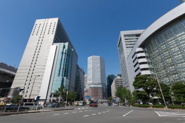 Osaka şehir mimarisinin havadan görünüşü, Japonya