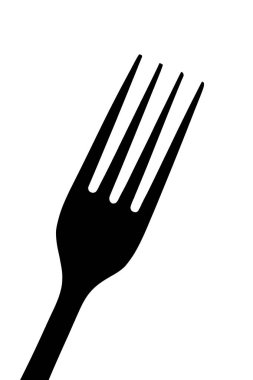 beyaz arkaplanda çatal simgesinin siyah silueti