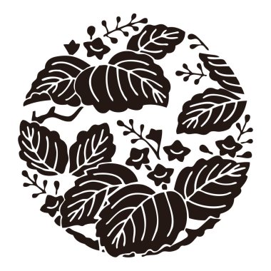 Beyaz arkaplanda siyah çiçek logosu var.