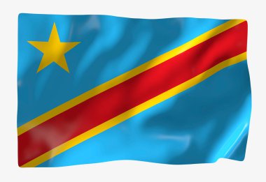 Kongo bayrak şablonu. Yatay dalgalanma bayrağı, arkaplanda izole