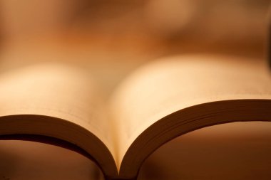 Sayfalar ve seçici odaklı açık kitabın yakın görüntüsü