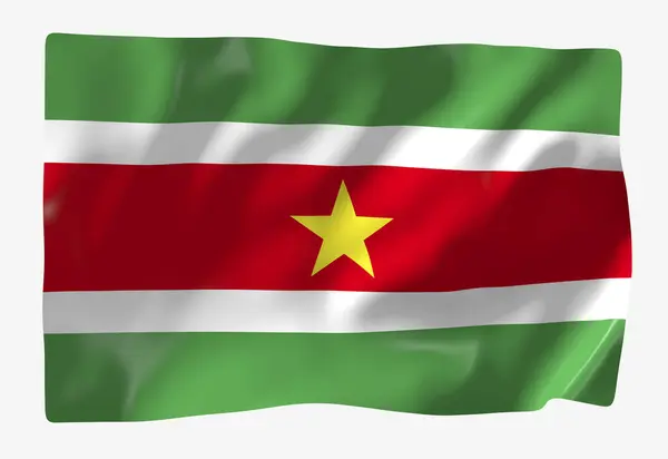 Suriname Flag Template Horizontal Waving Flag Isolated Background — Stock Photo, Image