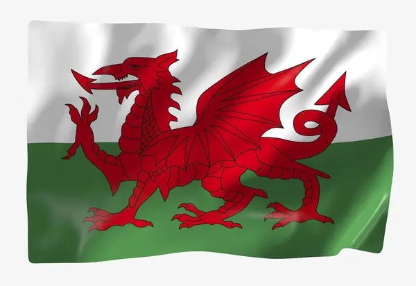 Wales Flaggmall Horisontell Viftande Flagga Isolerad Bakgrunden — Stockfoto