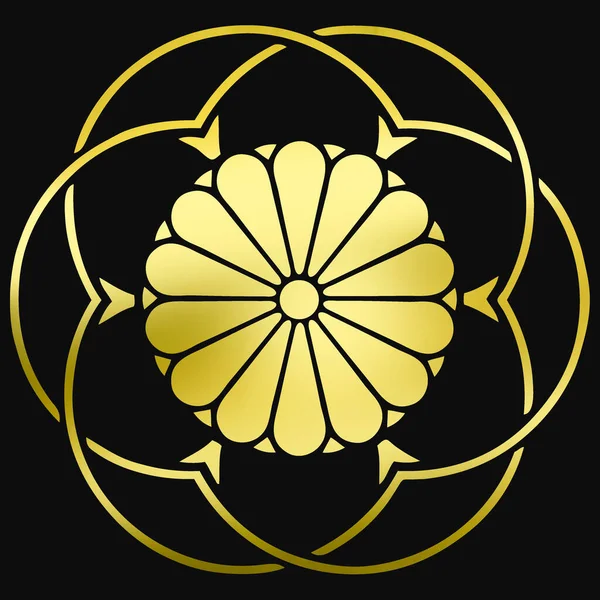 Złote Logo Kwiatowe Czarnym Tle — Zdjęcie stockowe