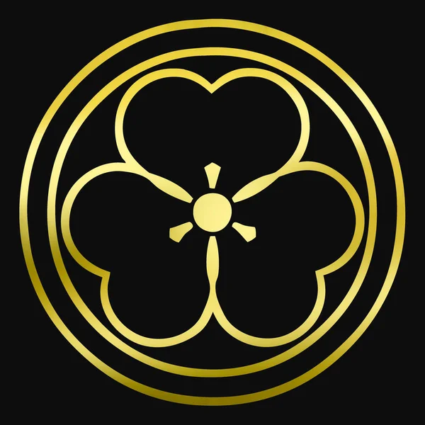 Χρυσό Floral Λογότυπο Μαύρο Φόντο — Φωτογραφία Αρχείου