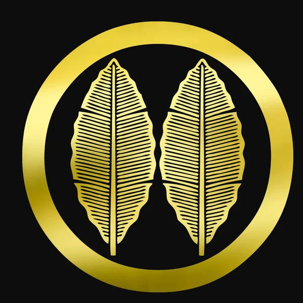 Geleneksel Japon Aile Arması Logosu Siyah Arka Planda Altın Rengi — Stok fotoğraf