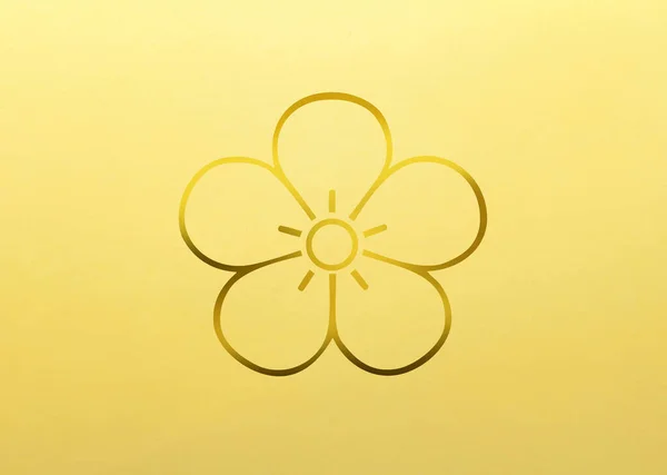 黄色の背景に黄金の花のロゴ — ストック写真
