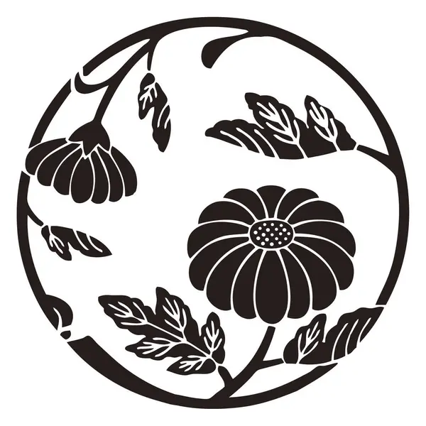 白い背景に隔離された黒い花のロゴ — ストック写真