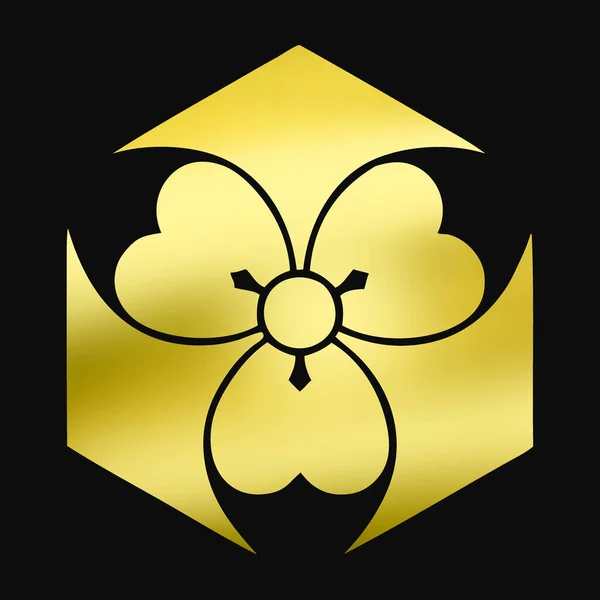 Zlaté Květinové Logo Černém Pozadí — Stock fotografie