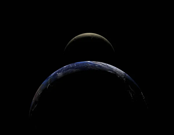Widok Nocy Planety Ziemia Księżyc Przestrzeni — Zdjęcie stockowe