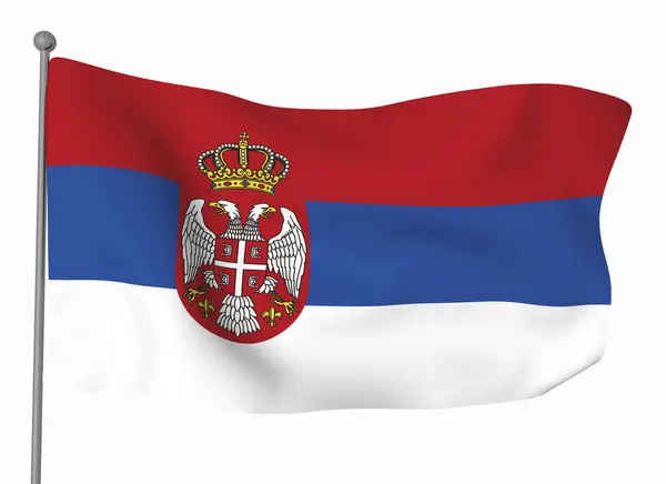 塞尔维亚标志模板 横向飘扬的旗帜 背景孤立 — 图库照片