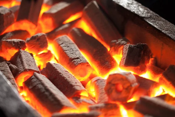 Burning Coal Grill Close View — Stock Photo, Image