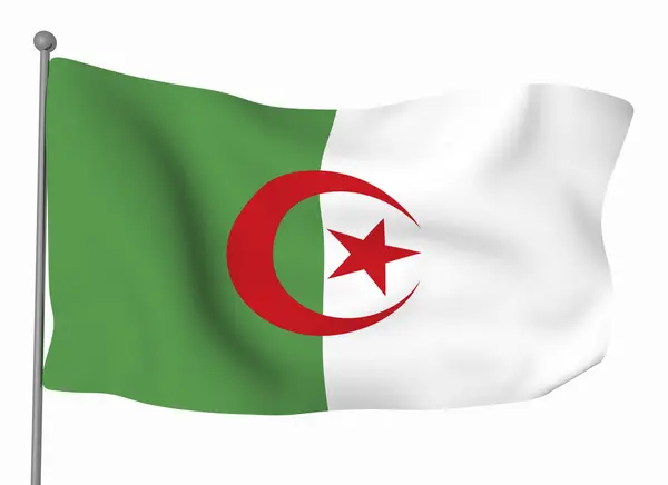 Modelo Bandeira Argélia Bandeira Ondulada Horizontal Isolada Fundo — Fotografia de Stock
