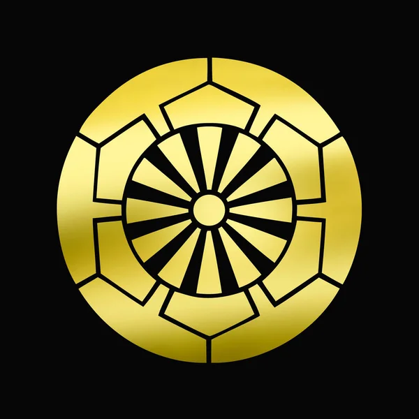 gold circle icon on black background