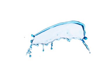 Mavi su sıçraması beyaz arkaplanda izole edildi            