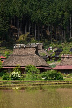 Antik Japon dağ köyünün güzel manzarası