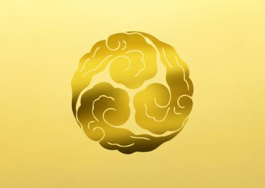 Geleneksel Japon aile arması logosu altın rengi gösteriyor