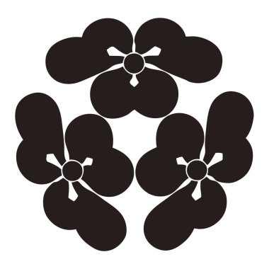 Beyaz arkaplanda siyah çiçek logosu var.