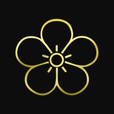 Siyah arkaplanda altın çiçek