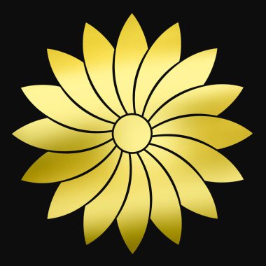 Siyah arkaplanda altın çiçekli logo 