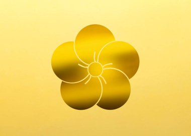 Geleneksel Japon aile arması logosu altın rengi gösteriyor