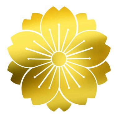 Beyaz arka planda izole edilmiş altın çiçek logosu