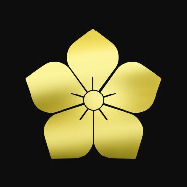 Siyah arkaplanda altın çiçek simgesi