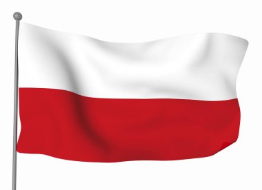 Polonya bayrak şablonu. Yatay dalgalanma bayrağı, arkaplanda izole