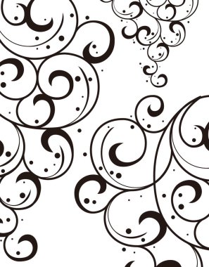 Siyah ve beyaz, çiçekli, dikişsiz desen                    