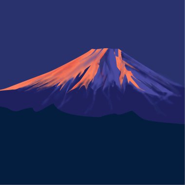 Fuji dağı ve bulutlarıyla güzel bir illüstrasyon.