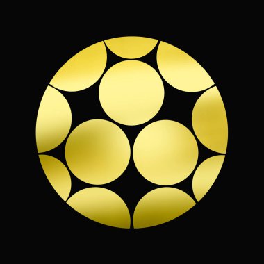 Siyah arkaplanda altın çiçekli logo 