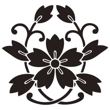 Beyaz arkaplanda siyah çiçek logosu var.