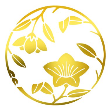 Beyaz arka planda izole edilmiş altın çiçek logosu