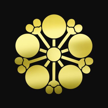 Siyah arkaplanda altın çiçekli logo 