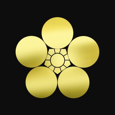 Siyah arkaplanda altın çiçekli logo 