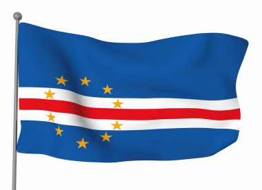 Cape Verde bayrak şablonu. Yatay dalgalanma bayrağı, arkaplanda izole