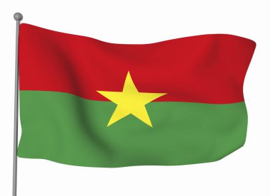 Burkina bayrak şablonu. Yatay dalgalanma bayrağı, arkaplanda izole