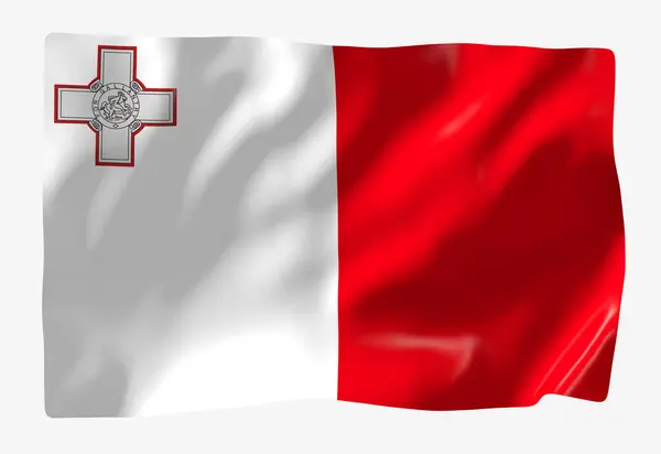 Maltas Flaggmall Horisontell Viftande Flagga Isolerad Bakgrunden — Stockfoto