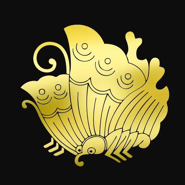 Traditionelle Japanische Familienwappen Logo Illustration Der Goldenen Farbe Auf Schwarzem — Stockfoto